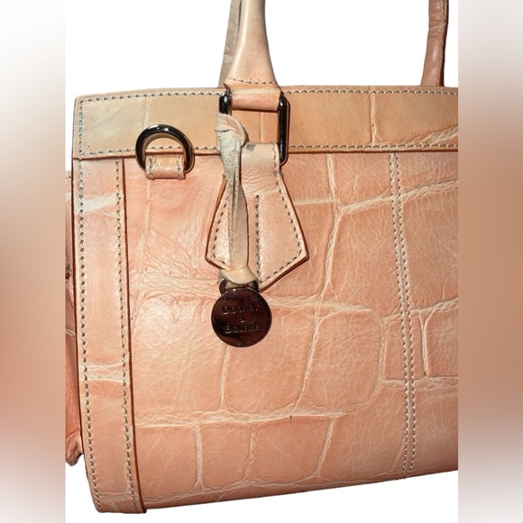 Vintage Dooney & Bourke Peach Medium Side Pocket Satchel Hand Bag Made In Italy - Picture 7 of 15